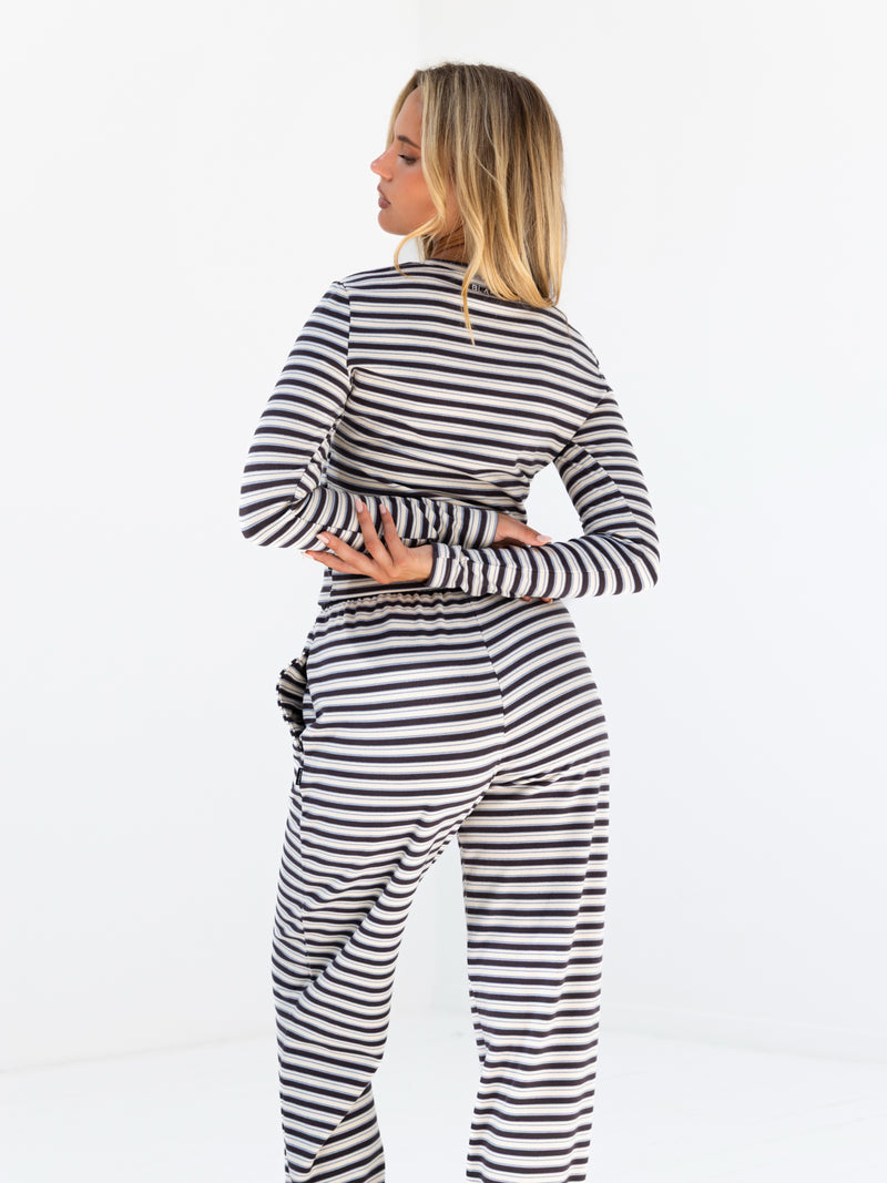 Sadie Stripe Top - Charcoal Stripe