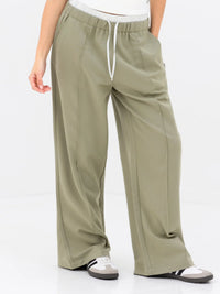 Alana Double Waist Trousers - Warm Olive