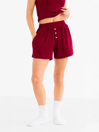 Rosie Pointelle Shorts - Soft Burgundy