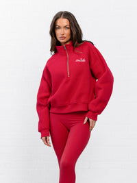 Addie 1/4 Zip Jumper - Cherry Red