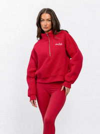 Addie 1/4 Zip Jumper - Cherry Red