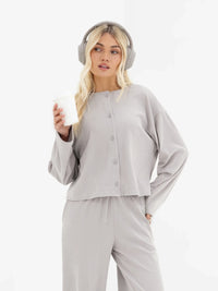 Alma Button Up Cardigan - Light Grey
