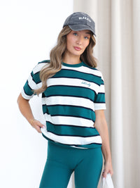 Skye Oversized Stripe T-Shirt - Green Mix