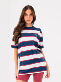 Skye Oversized Stripe T-Shirt - Red Mix