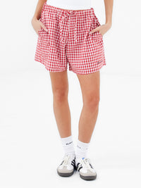 Lottie Gingham Shorts - Red
