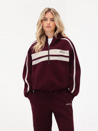 Yasmin 1/4 Zip Hoodie - Deep Burgundy