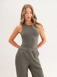 Blakely Basic Racerback Bodysuit - Safari Green