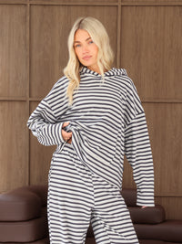 Sadie Stripe Hoodie - Charcoal Stripe