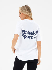 Motion Oversized T-Shirt - White & True Navy