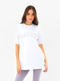 Outline Varsity Oversized T-Shirt - White & Washed Lilac
