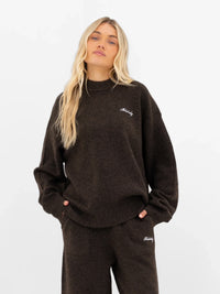 Oversized Knitted Jumper - Chocolate Brown