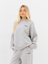 Oversized Knitted Jumper - Marl Grey