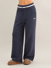 Margot Knitted Wide Leg Sweatpants - True Navy