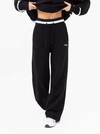 Margot Knitted Wide Leg Sweatpants - Black