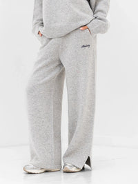 Knitted Wide Leg Sweatpants - Marl Grey