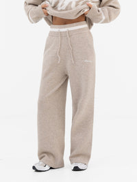 Margot Knitted Wide Leg Sweatpants - Toasted Taupe