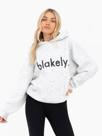 Mabel Oversized Knitted Hoodie - Light Grey