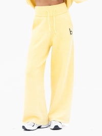 Mabel Knitted Wide Leg Sweatpants - Butter Yellow