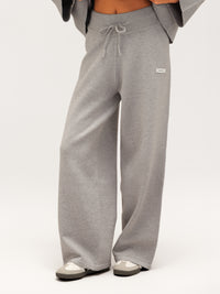 Layla Knitted Wide Leg Sweatpants - Grey