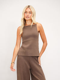 Layla Knitted Vest - Rich Taupe
