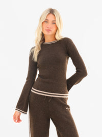 Naya Striped Knitted Top - Chocolate Brown