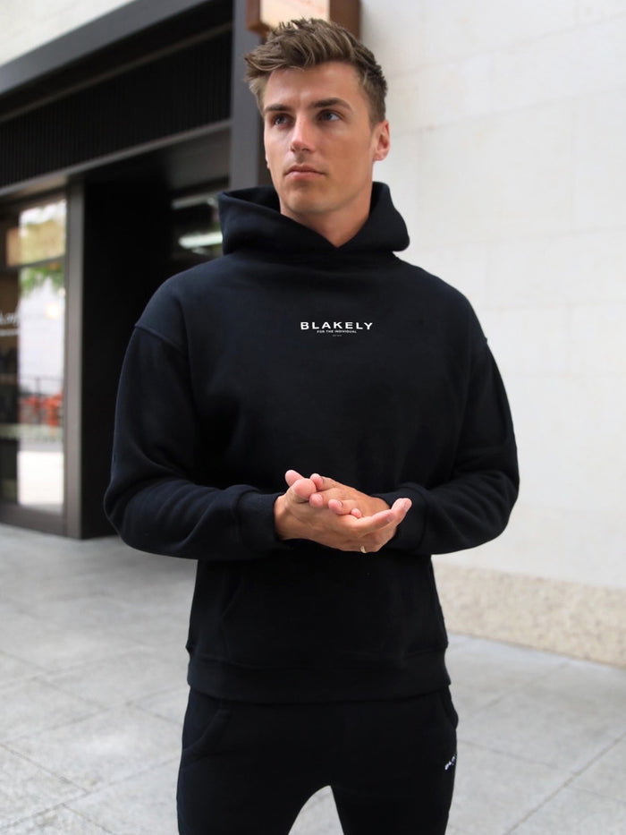 Statement Relaxed Hoodie - Black