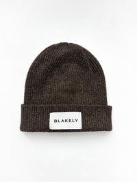 Label Knitted Beanie - Chocolate Brown