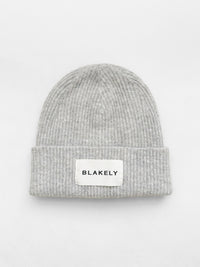 Label Knitted Beanie - Marl Grey