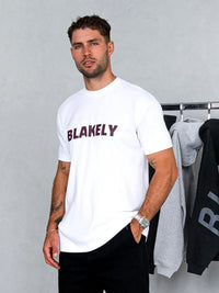 Raife Relaxed T-Shirt - White & Burgundy