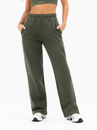 Isabel Wide Leg Sweatpants - Khaki Green