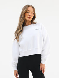 Off Duty Cropped Jumper - White