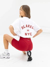 NYC Oversized T-Shirt - White & Cherry Red