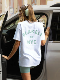 NYC Oversized T-Shirt - White & Sage Green