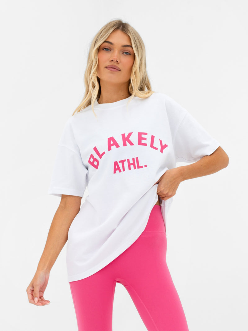 Joah Oversized T-Shirt - White & Bubblegum Pink