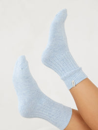 Label Knitted Socks - Baby Blue