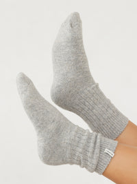 Label Knitted Socks - Marl Grey