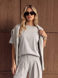 Mindy Oversized T-Shirt - Pebble