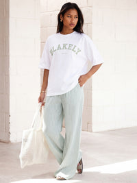 Varsity Oversized T-Shirt - White & Light Green