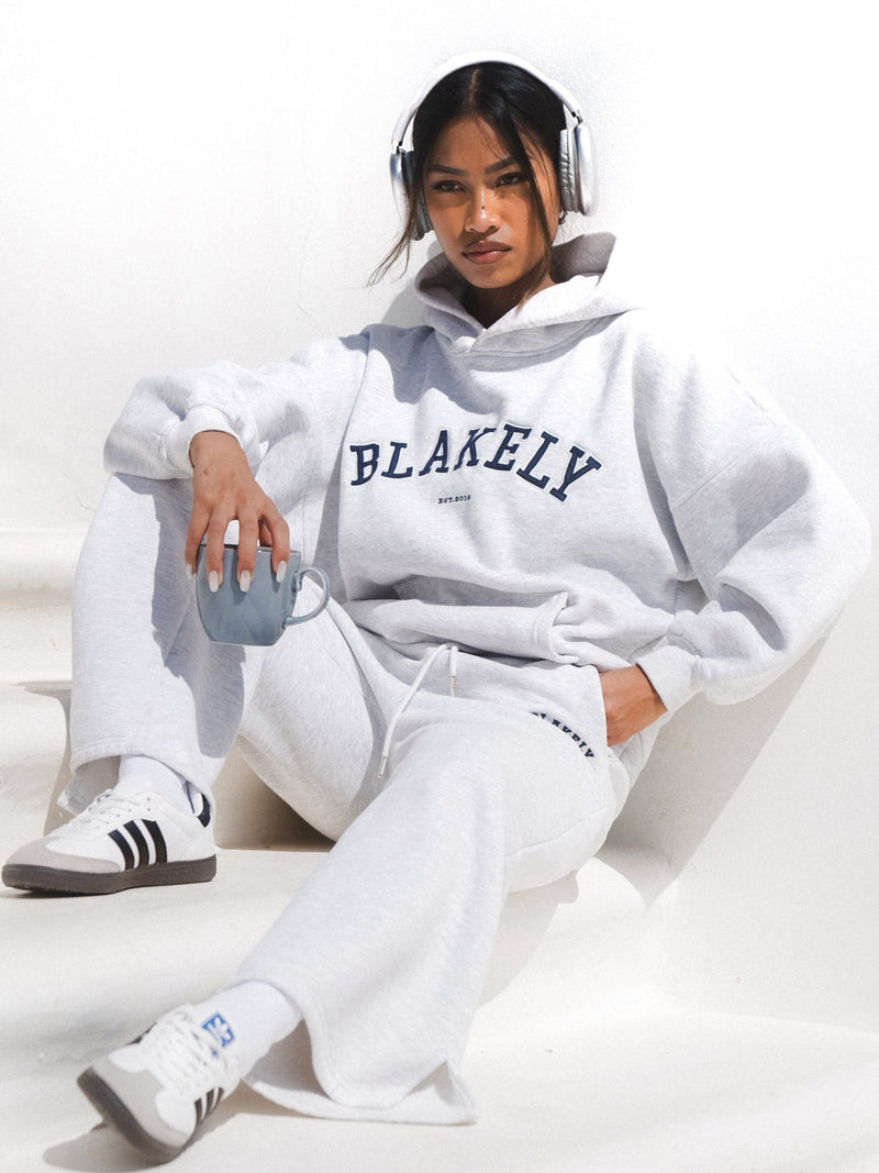 Varsity Oversized Hoodie - Marl White