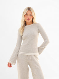 Naya Striped Knitted Top - Toasted Taupe