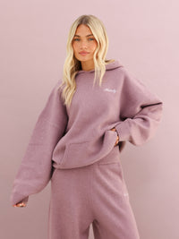 Oversized Knitted Hoodie - Dusty Pink