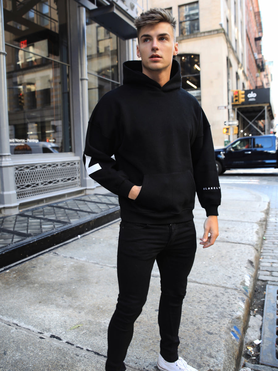 Black hoodie men outfit Clearance