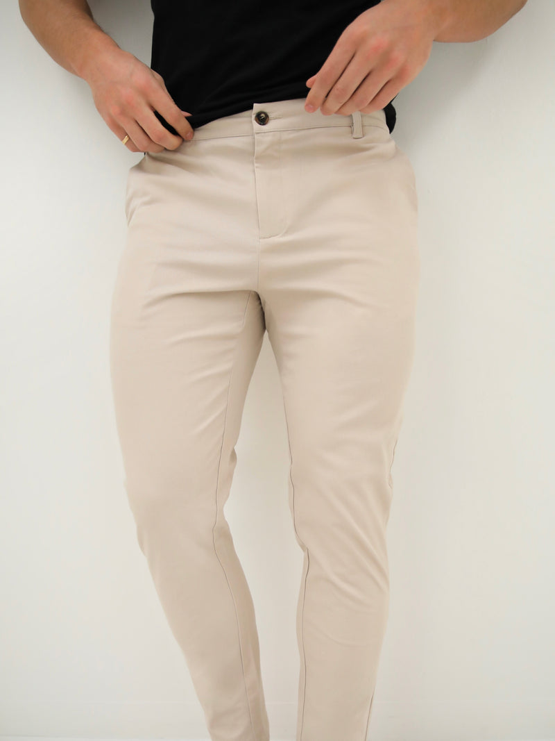 Kingsley Slim Fit Tailored Chinos - Beige