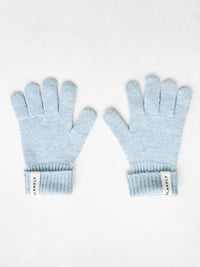Label Knitted Gloves - Baby Blue