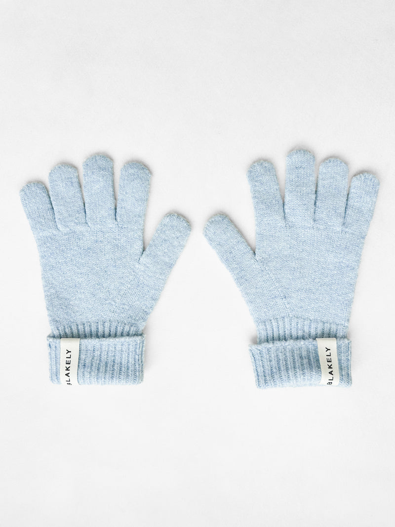 Label Knitted Gloves - Baby Blue