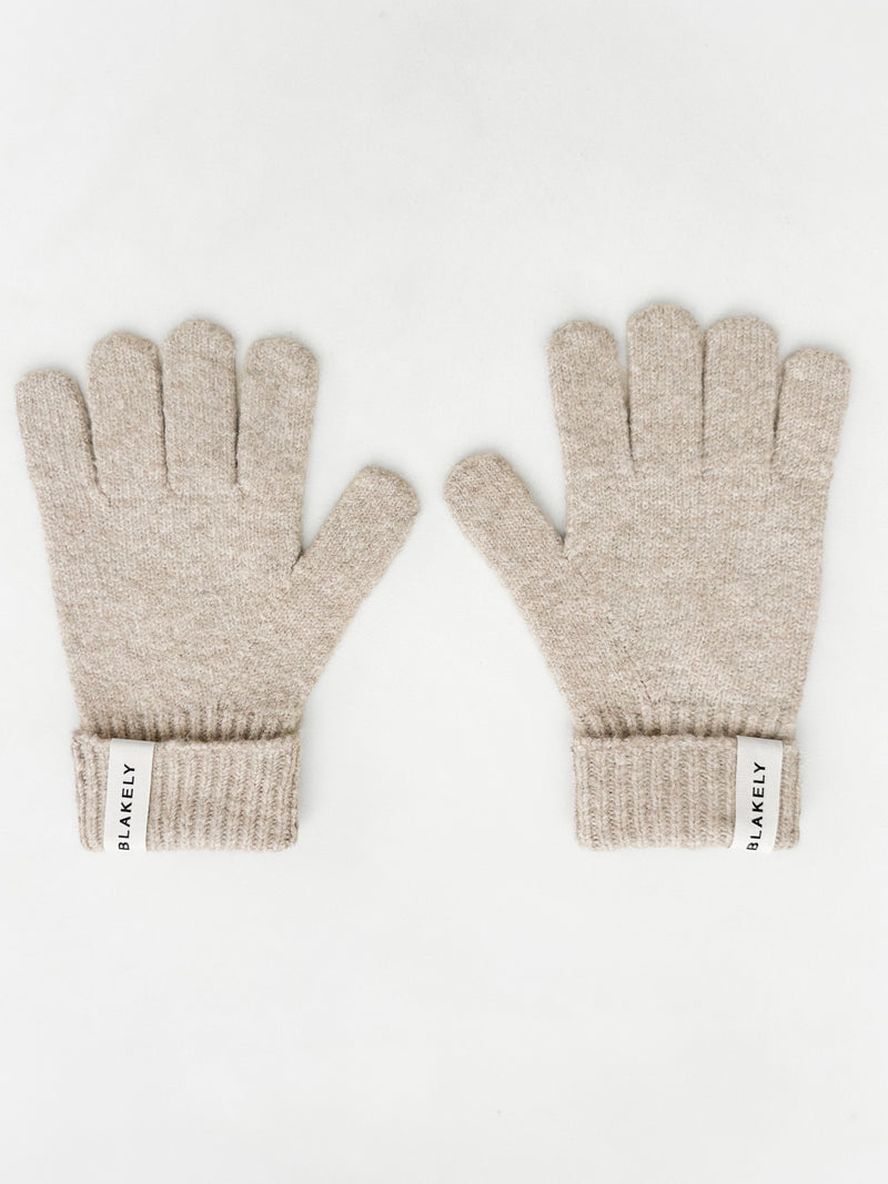 Label Knitted Gloves - Toasted Taupe