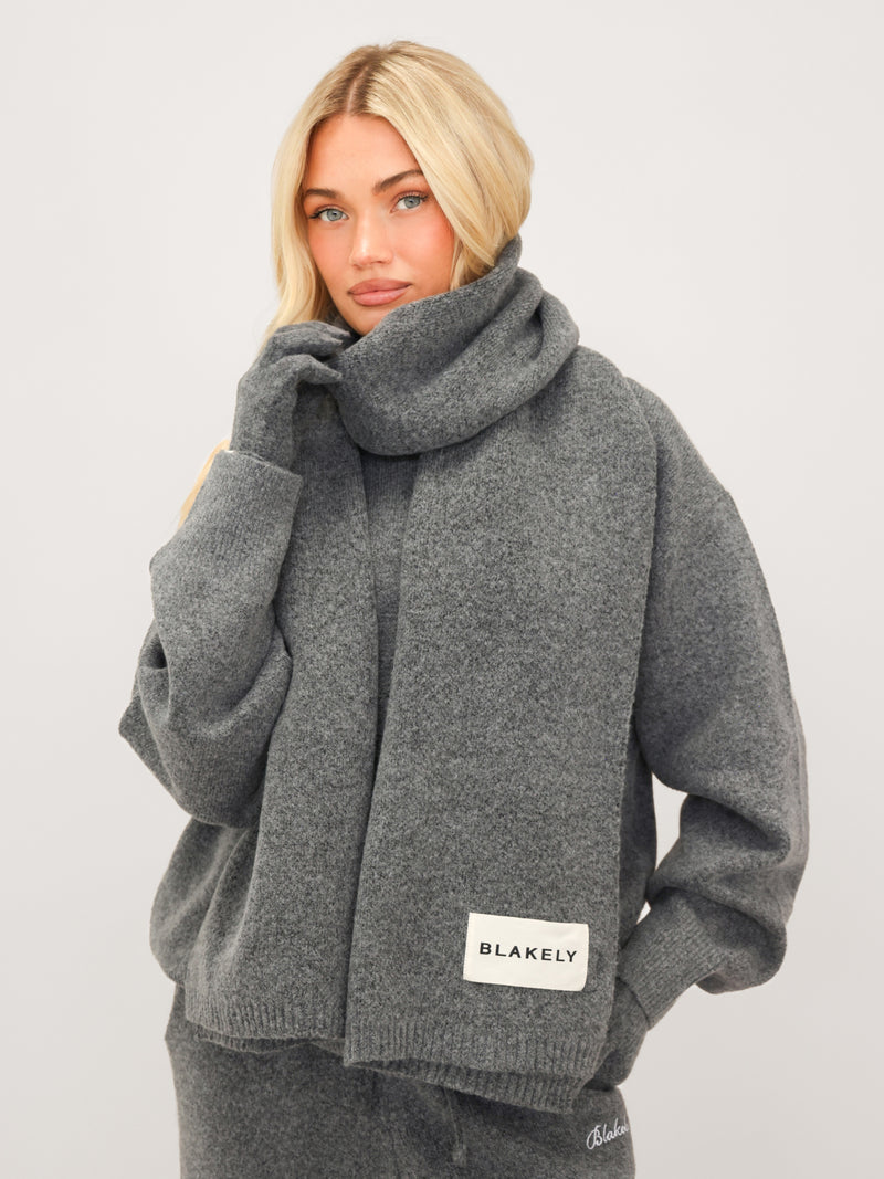 Label Knitted Gloves - Marl Charcoal