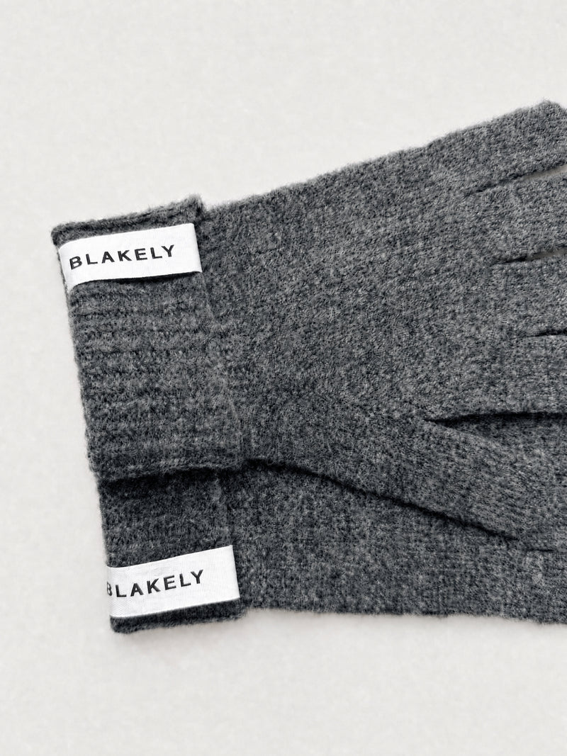 Label Knitted Gloves - Marl Charcoal
