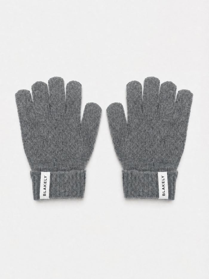 Label Knitted Gloves - Marl Charcoal