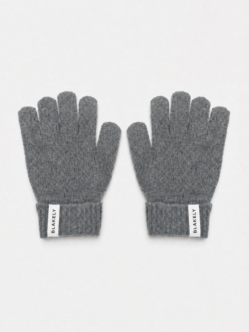 Label Knitted Gloves - Marl Charcoal